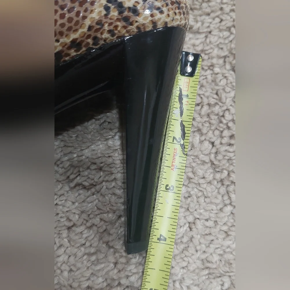 Michael Kors Strappy Brown Black Python Print Heels Leather High Heel Size 9.5M - Picture 10 of 14